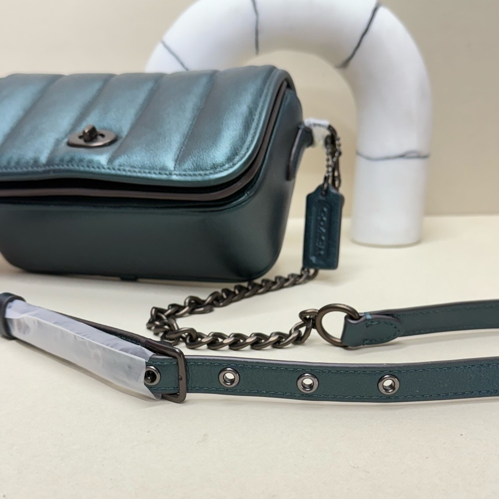 (new+tag) Coach Originals Quilties Dinkey Metallic Green Crossbody Bag - Picture 6 of 13